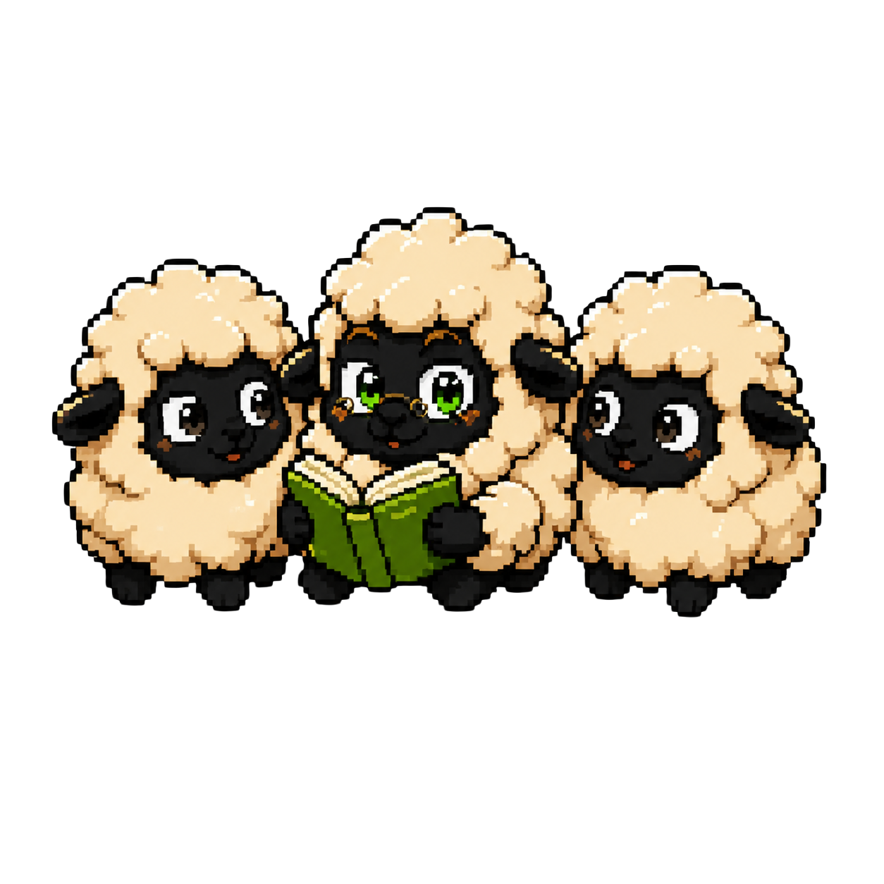 Pixel art flock of sheep